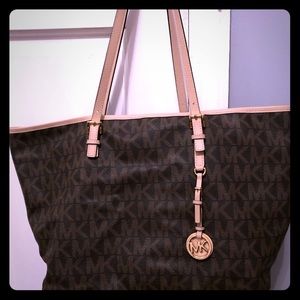 Michael Kors MK brown and beige large tote